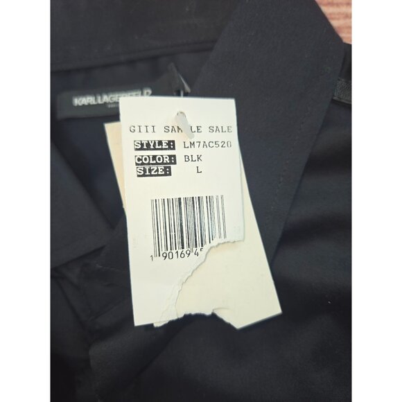 Karl Lagerfeld Paris Mens Studded Black Dress Shirt Large - Picture 8 of 10